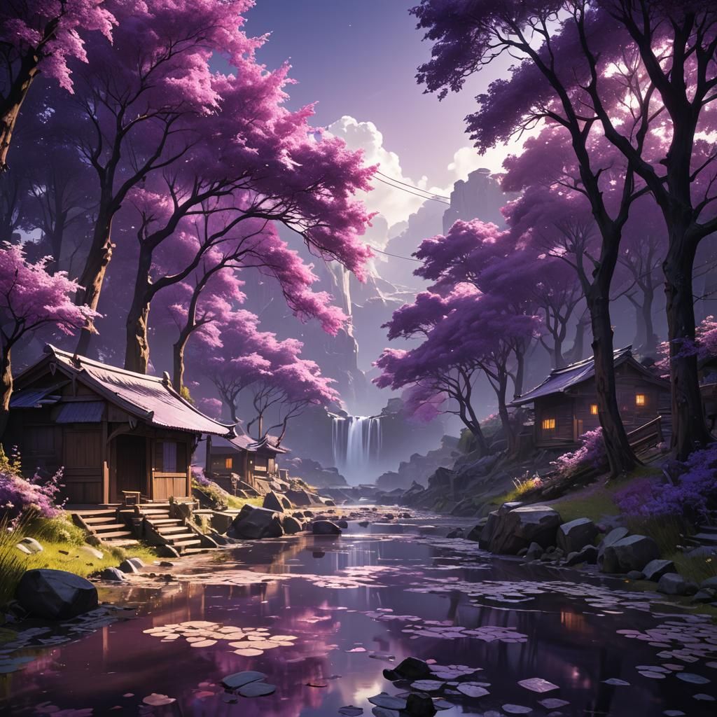 Monochromatic Purple Scenery in Dynamic Lighting