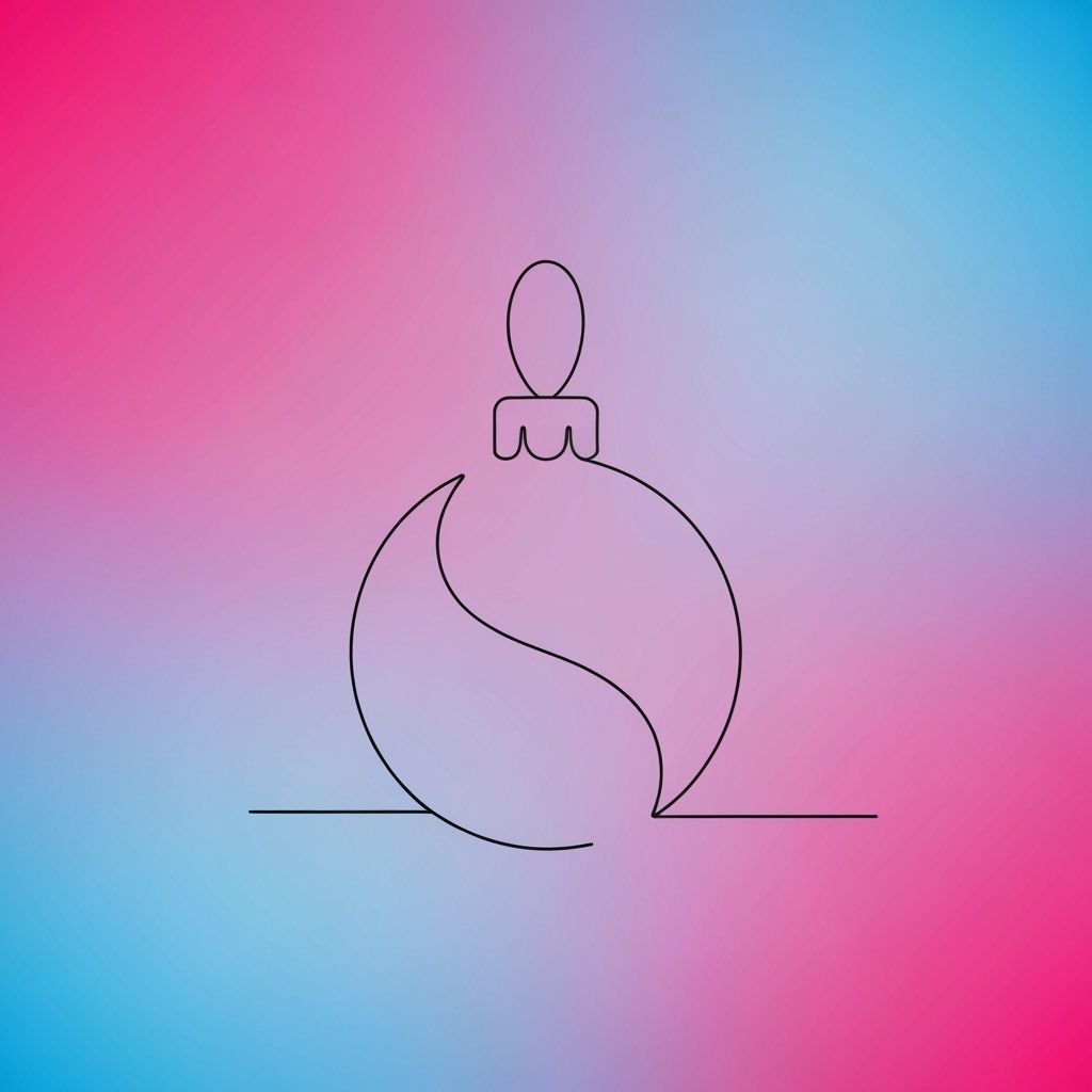 Minimal Line Art Christmas Ornament in Neon Synthwave Style