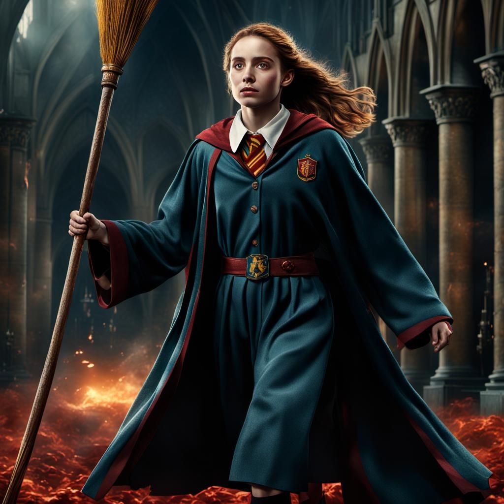 Gryffindor Quidditch Player in Flight: Digital Matte Paintin...