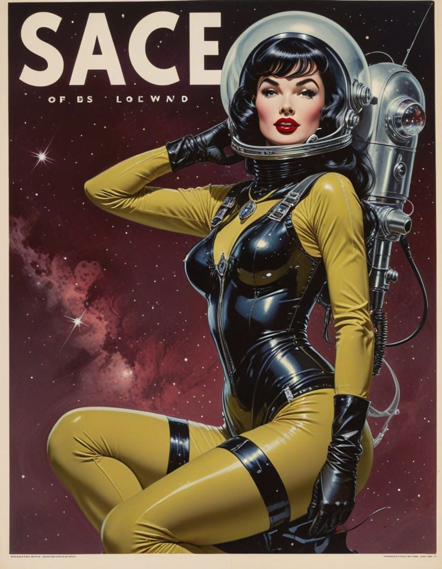Bettie Page Space Woman in Retro Sci-Fi Helmet