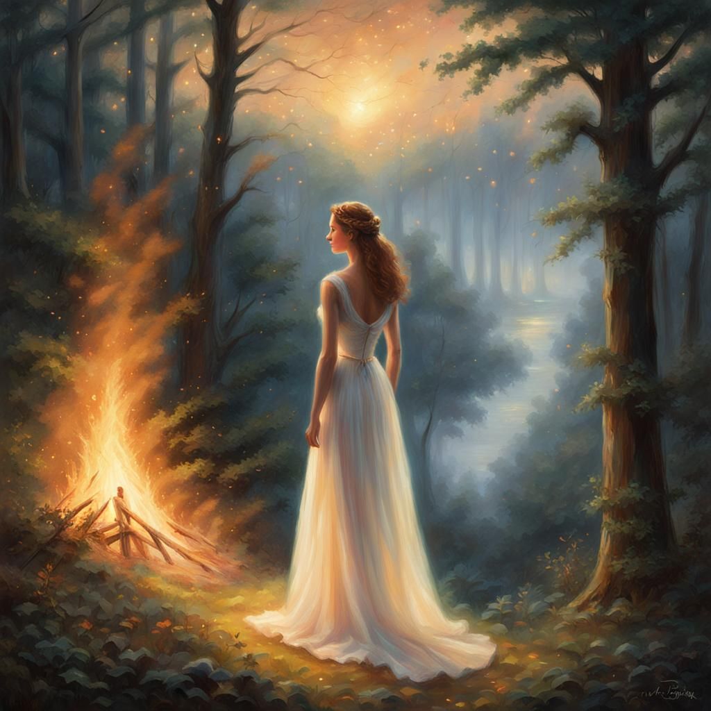 Bonfire Night: Ethereal Fantasy in Golden Light
