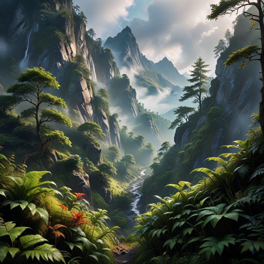 Breathtakingly Realistic Mountain Landscape in Hyperrealisti...