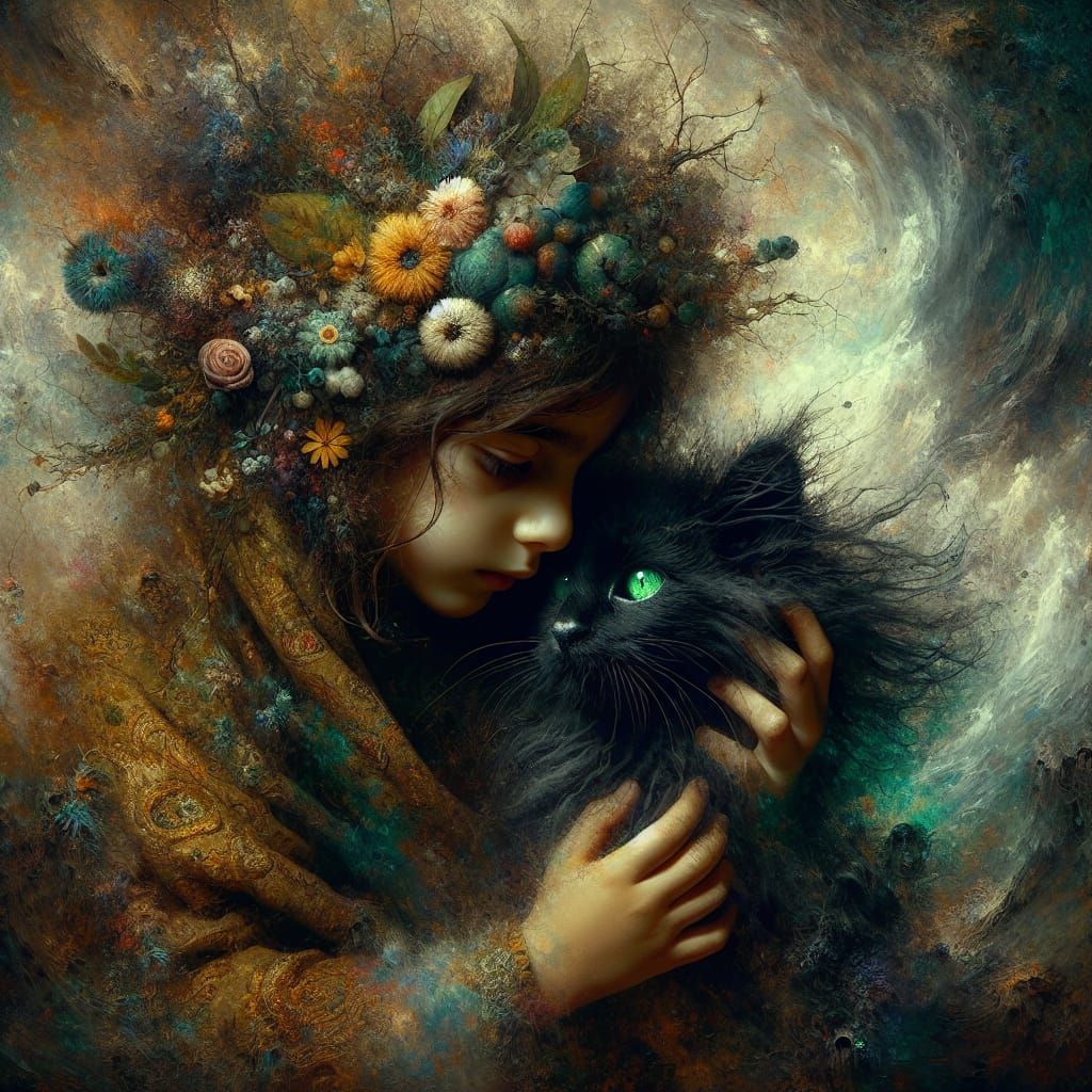 Girl and Mystical Kitten: An Emotional Connection