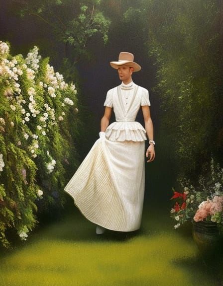 Flamboyant Man at Garden Party in Photorealistic Style