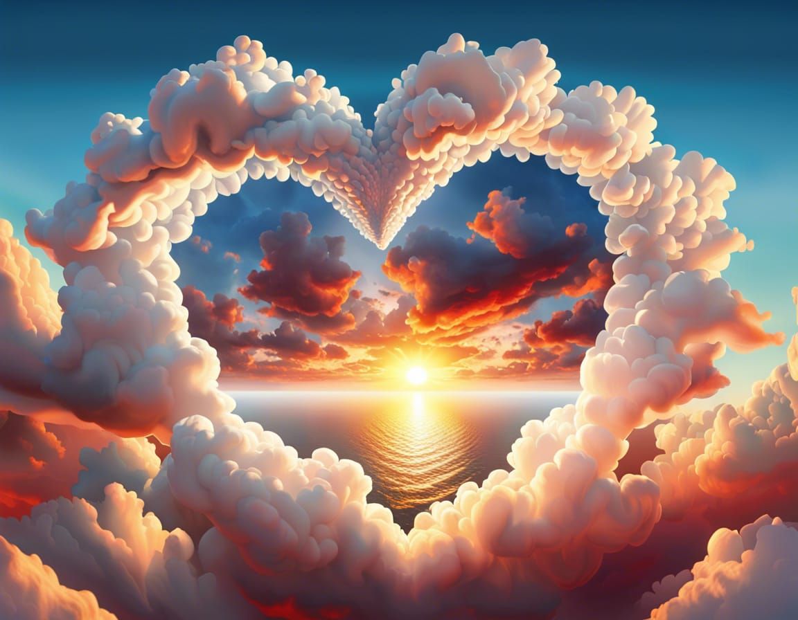 Heart Shaped Cloud Formation at Sunset