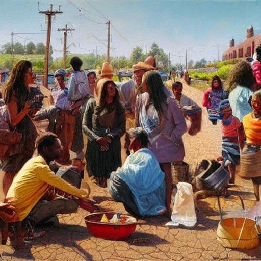 Diverse People Around the World in Oil Painting