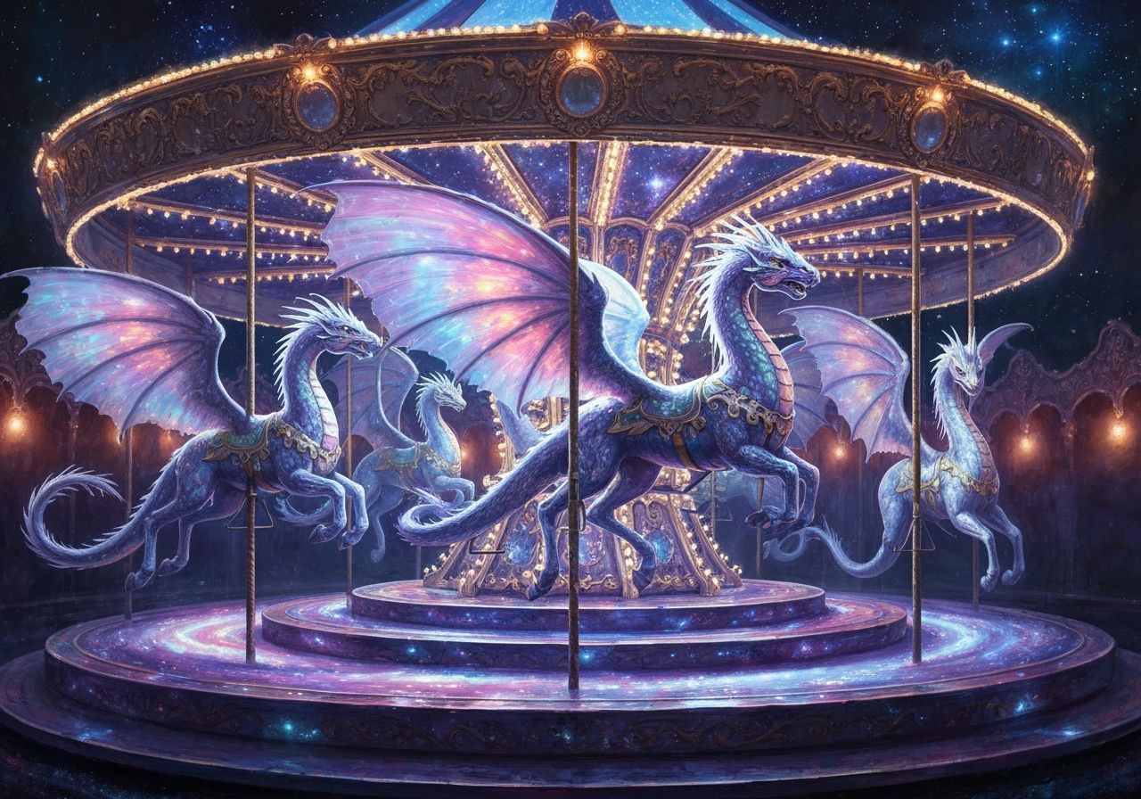 Cosmic Carousel with Feathered Serpents and Dragons