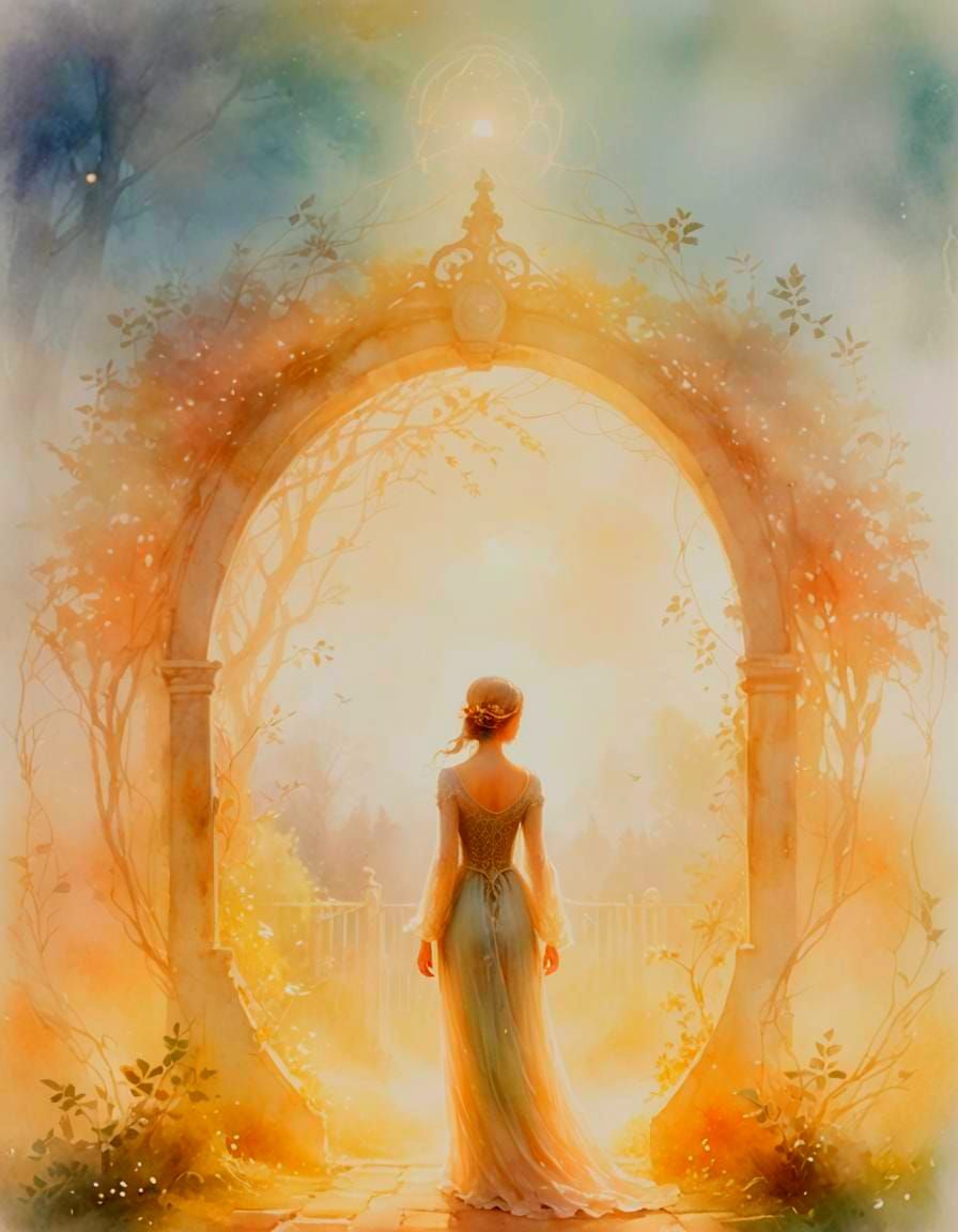 Ethereal Female Figure in Oval Gate