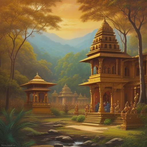 Rama and Sita in Forest: Raja Ravi Varma Style