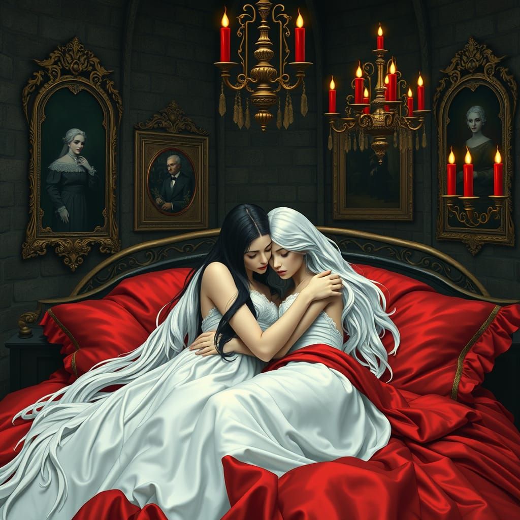 Gothic Dreamscapes: Swedish and Asian Girls in Elegant Night...