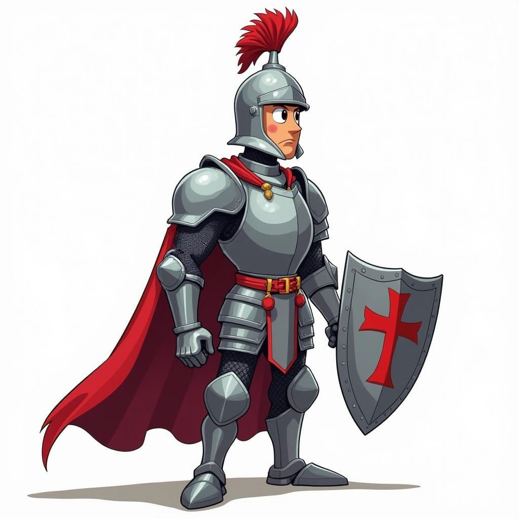 Heroic Knight in Cel-Shaded Armor