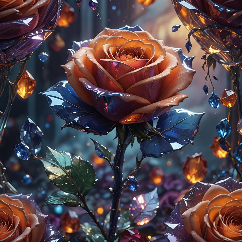 Glass Rose on Velvet in Luxurious Room