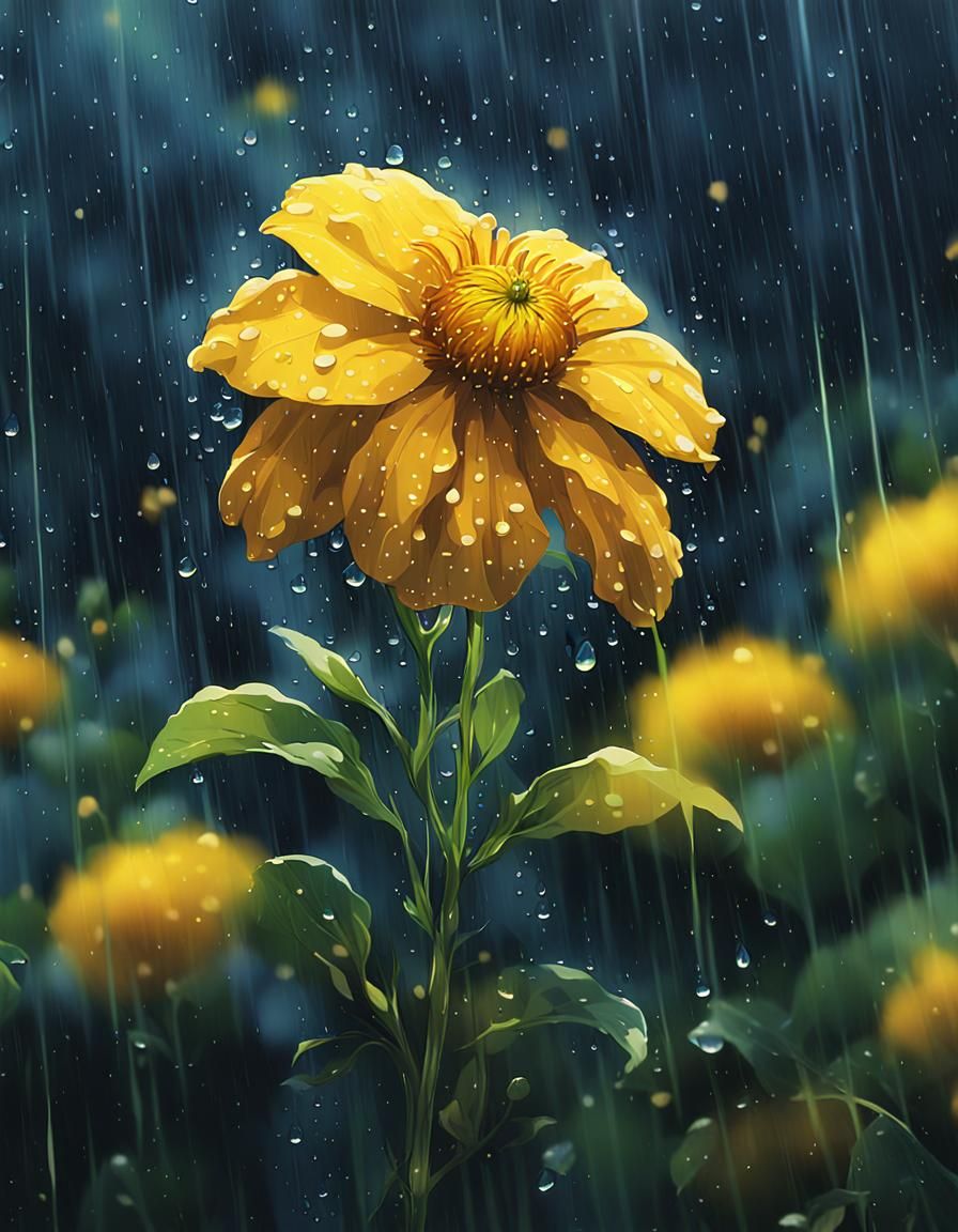 Flower soaked by rain.