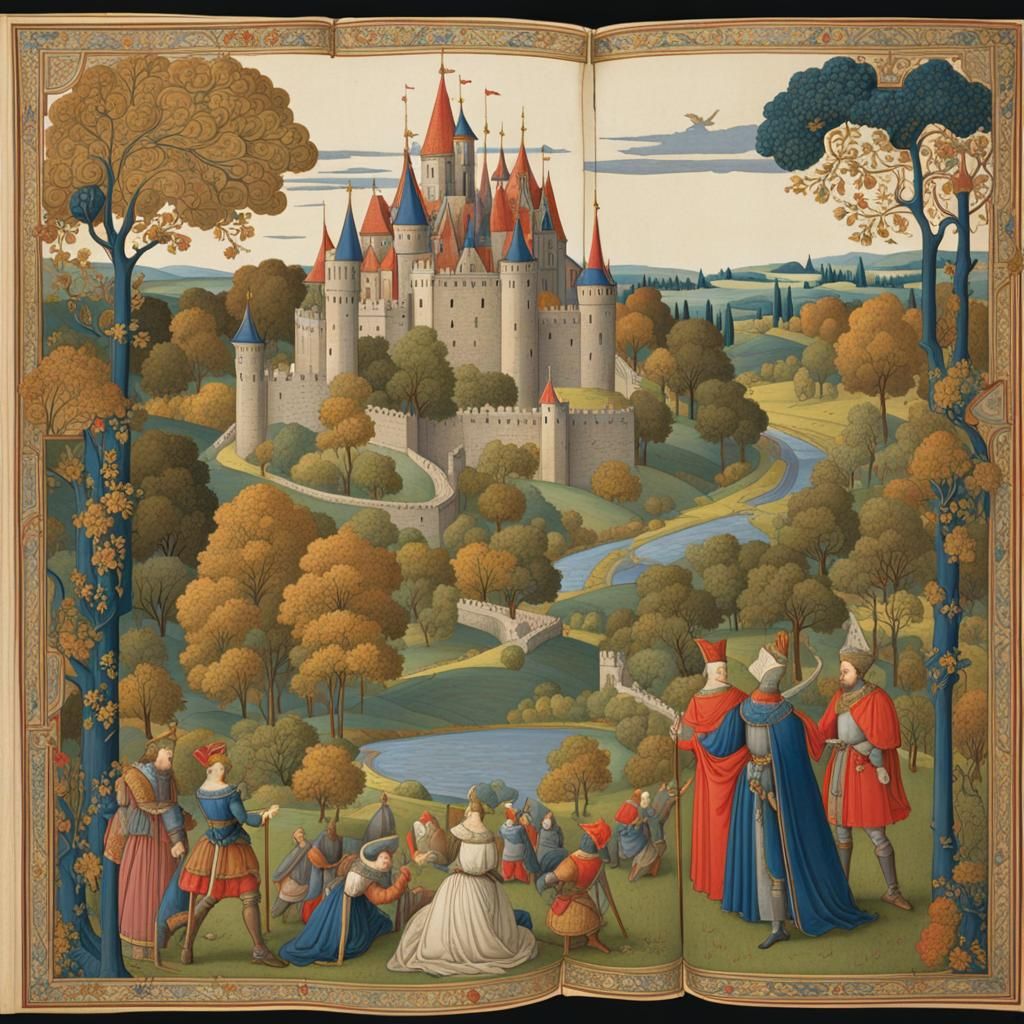 Illuminated Medieval Manuscript Page with Knight