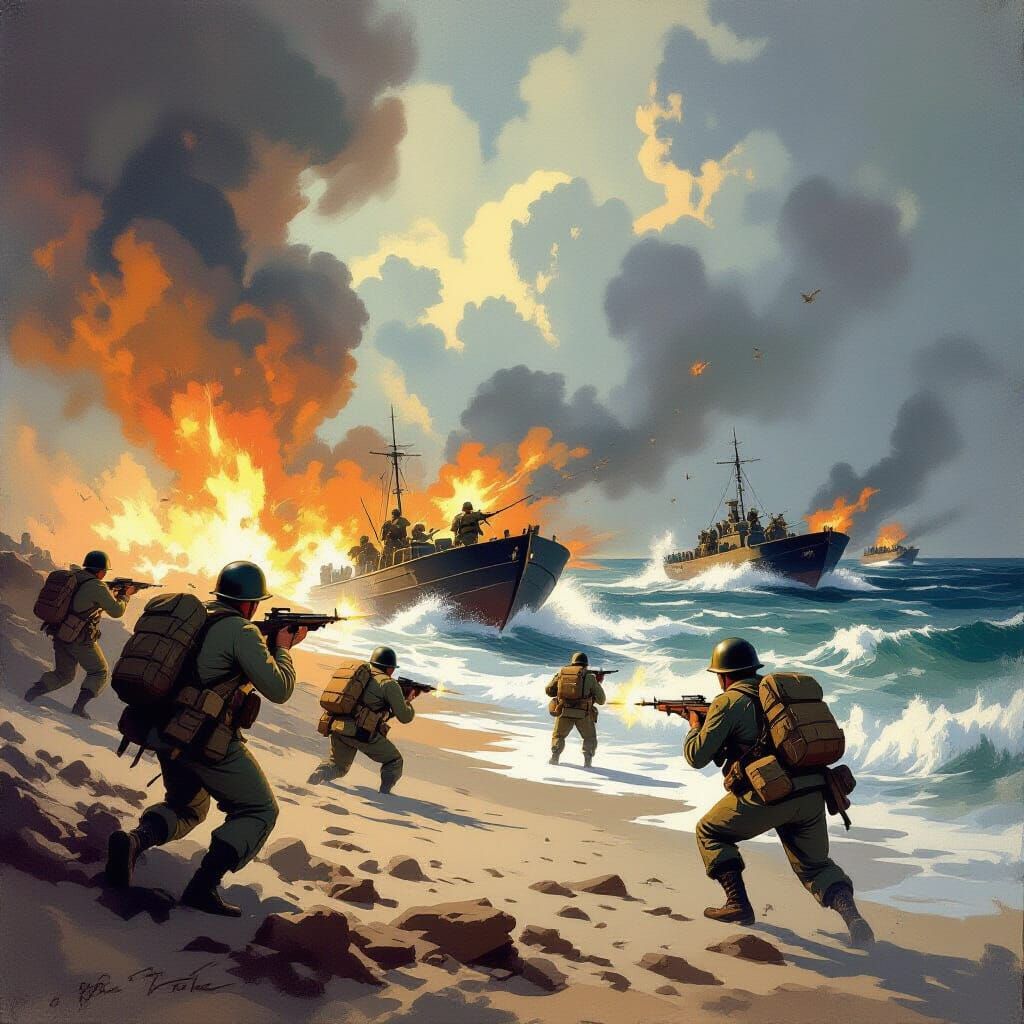 WWII D-Day Allied Invasion of Omaha Beach