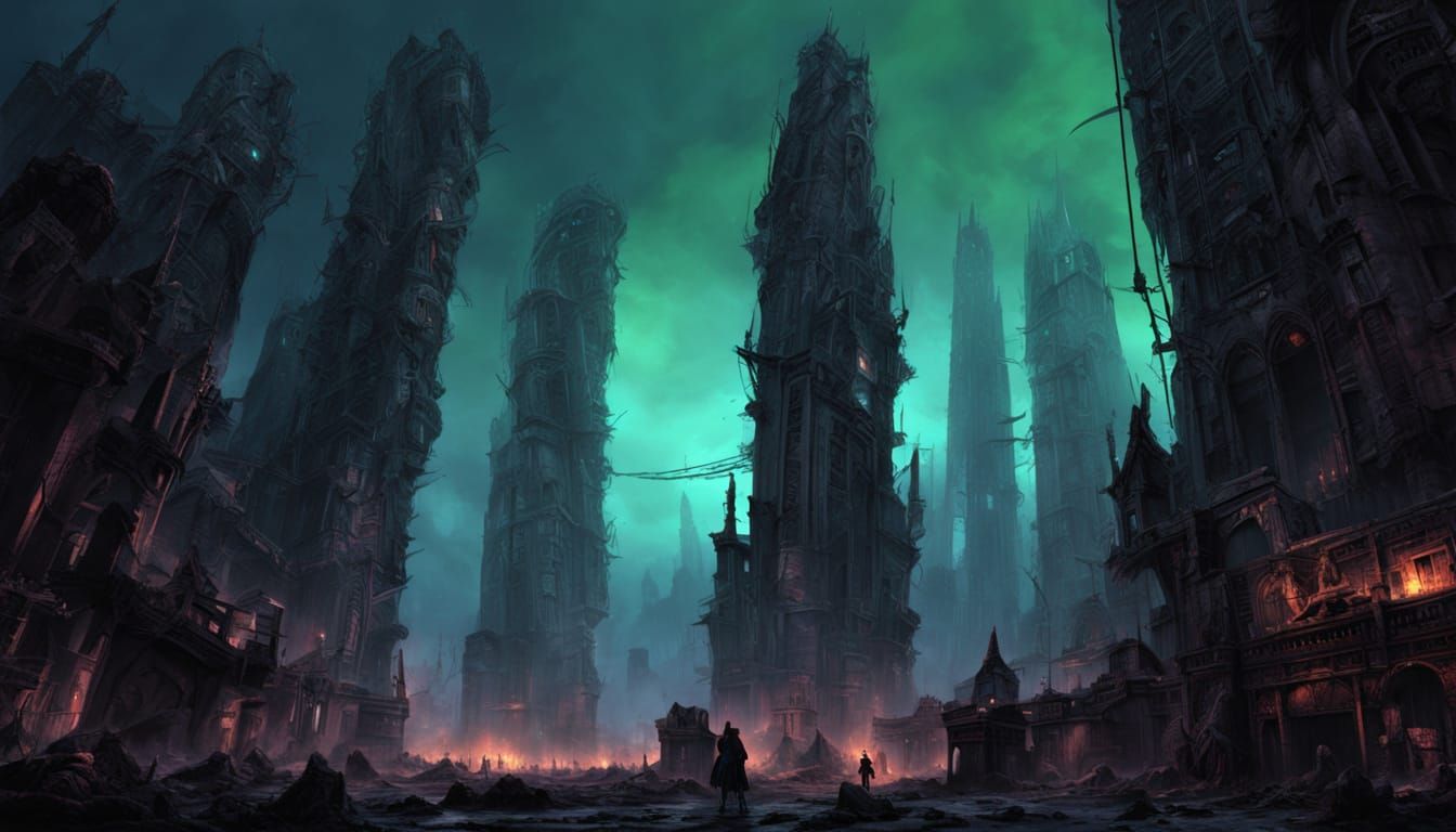 Warrior Woman Fights Zombies in Dark Fantasy Art