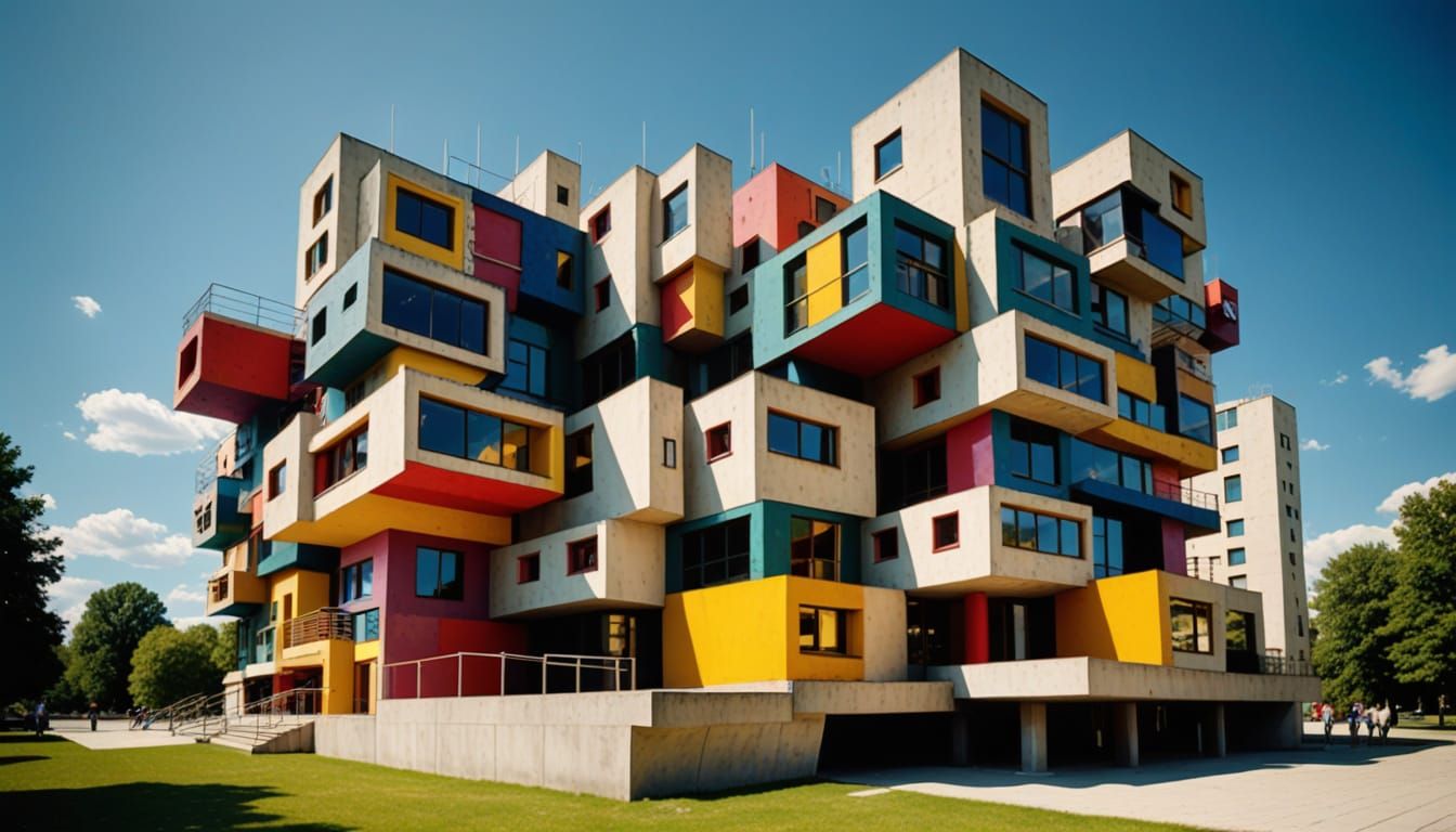 Monolithic Sculpture in Kandinsky Brutalist Style