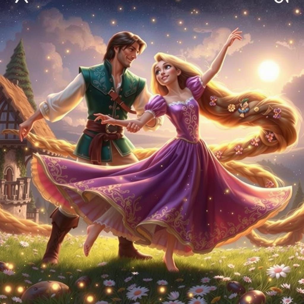Fairytale Princess Rapunzel with Long Flowing Hair