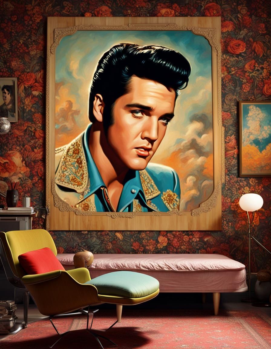 Colorful 1950s Elvis Presley Poster
