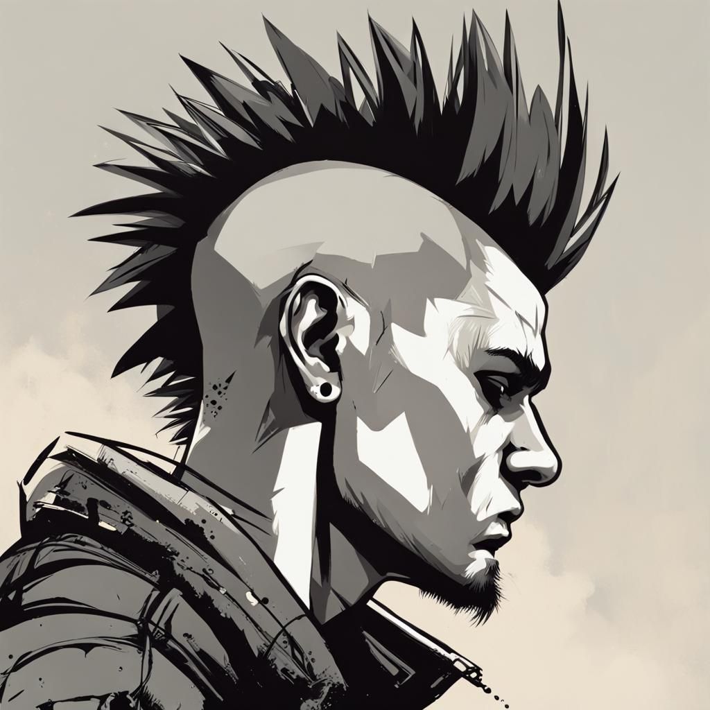 Stylized Mohawk Portrait: Bold and Vibrant Art