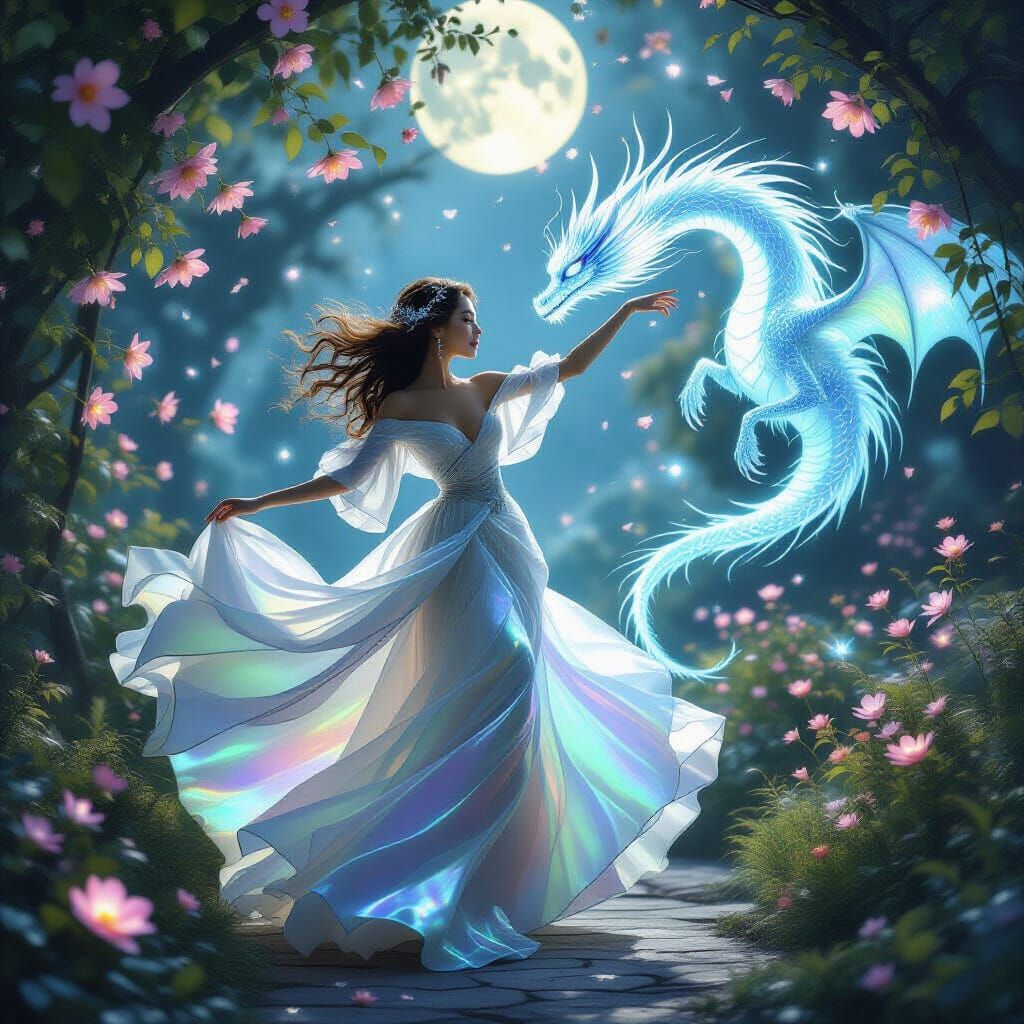Spectral Dragon Dance in Enchanted Garden