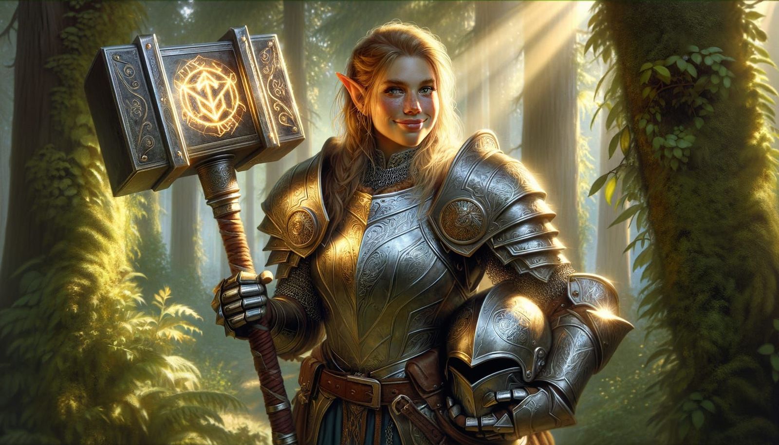 Elf Knight in Forest: Hyper-Realistic Fantasy Art
