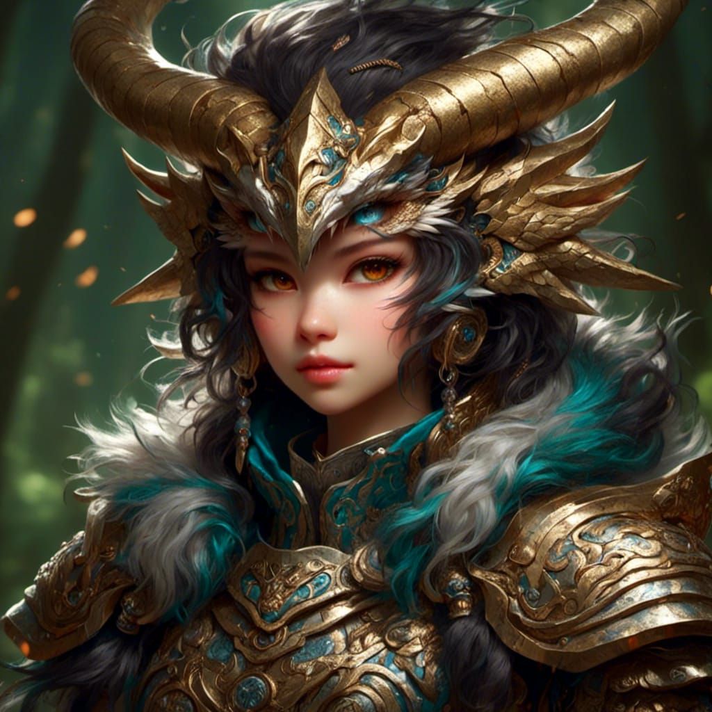 Animal Warrior Portrait in Dragon Fantasy Style
