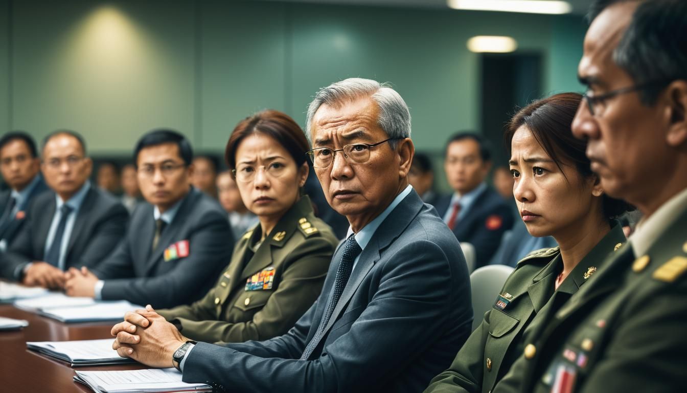 Anxious Faces in Government Meeting Room
