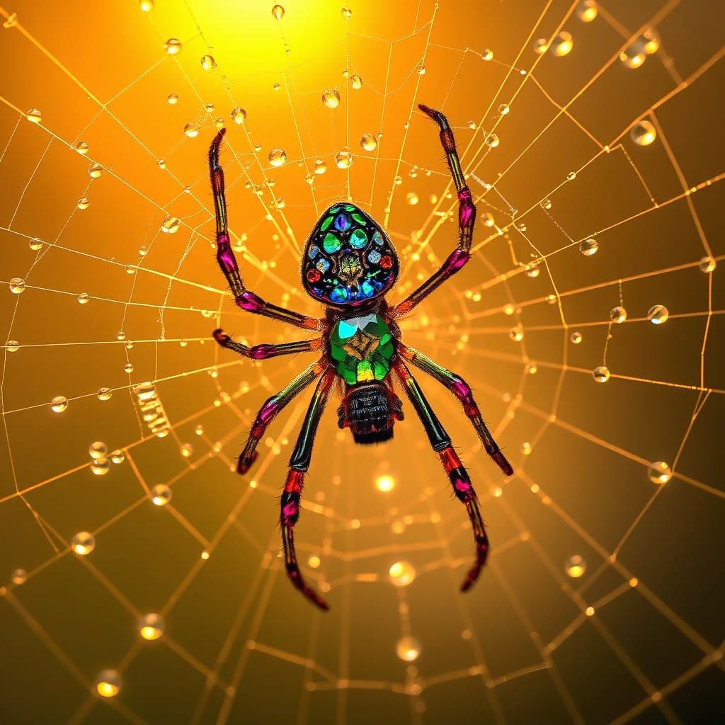 Spider, jewelled colours