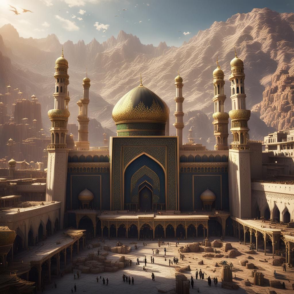 Detailed Matte Painting of Mecca in Deep Color