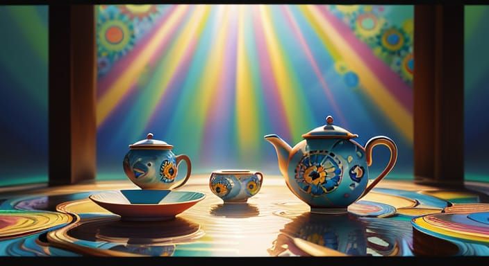 Kaleidoscopic Garden River in Surrealist Style