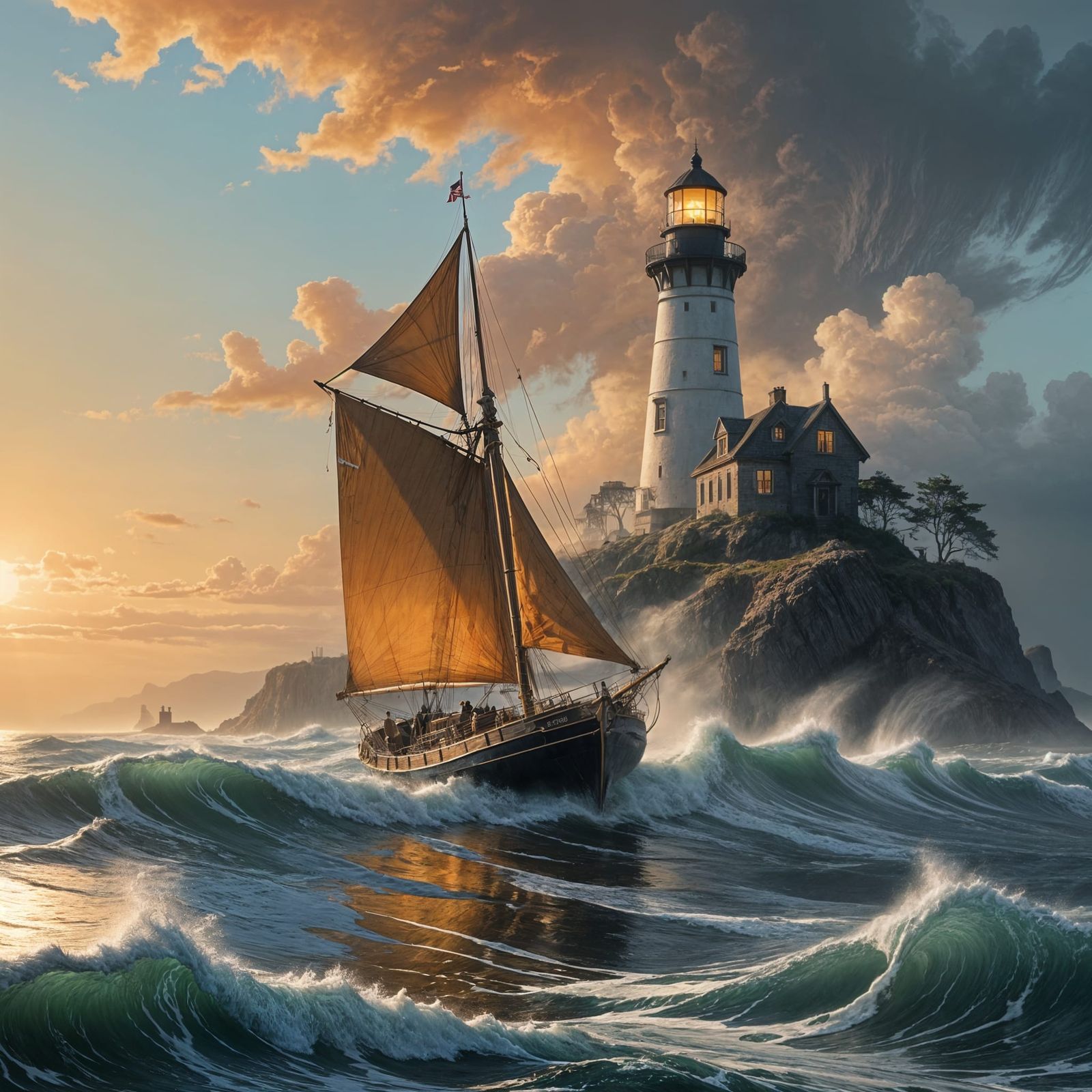 Epic Oceanscape with Distant Lighthouse