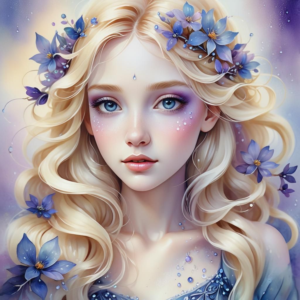 Whimsical Fairy Tale Portrait in Watercolor Style