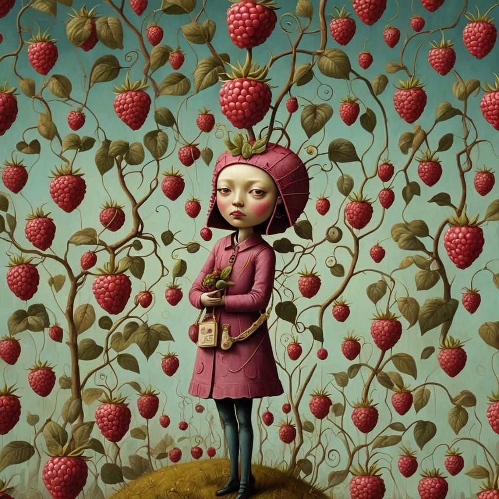 Surreal Giant Raspberry: A Blending of Styles