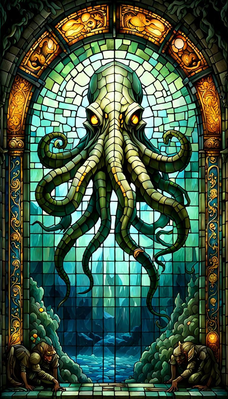 Cthulhu Mosaic Mural in Abyssal Depths