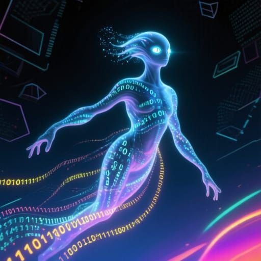 Ethereal Data Creature in Digital Void