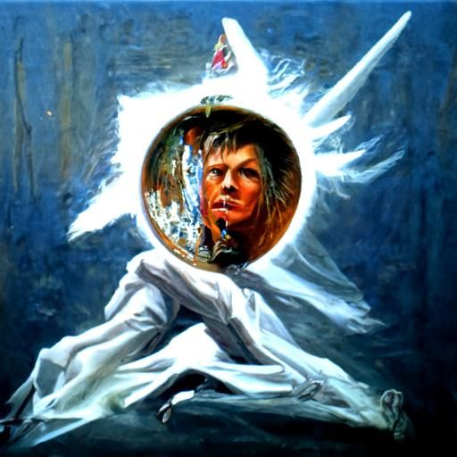 David Bowie on Mars Moon: Gurney-Style Oil Painting