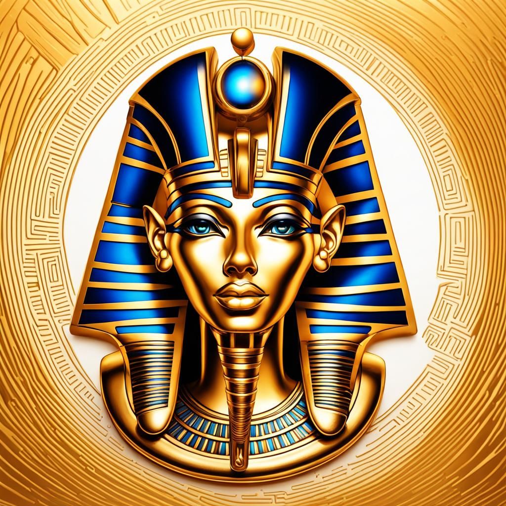 Golden Egyptian Khopesh Radiating Light: Hyperreal Splash Ar...