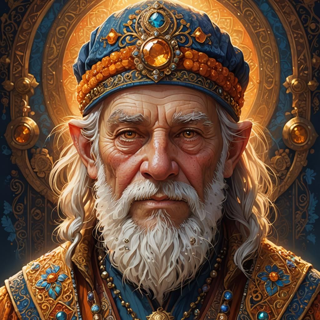 Halfling Portrait with Intricate Details in Art Nouveau Styl...