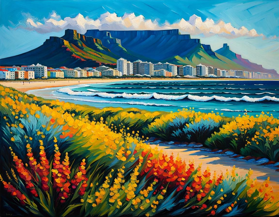 Table Mountain: Neo-Impressionist Oil Painting