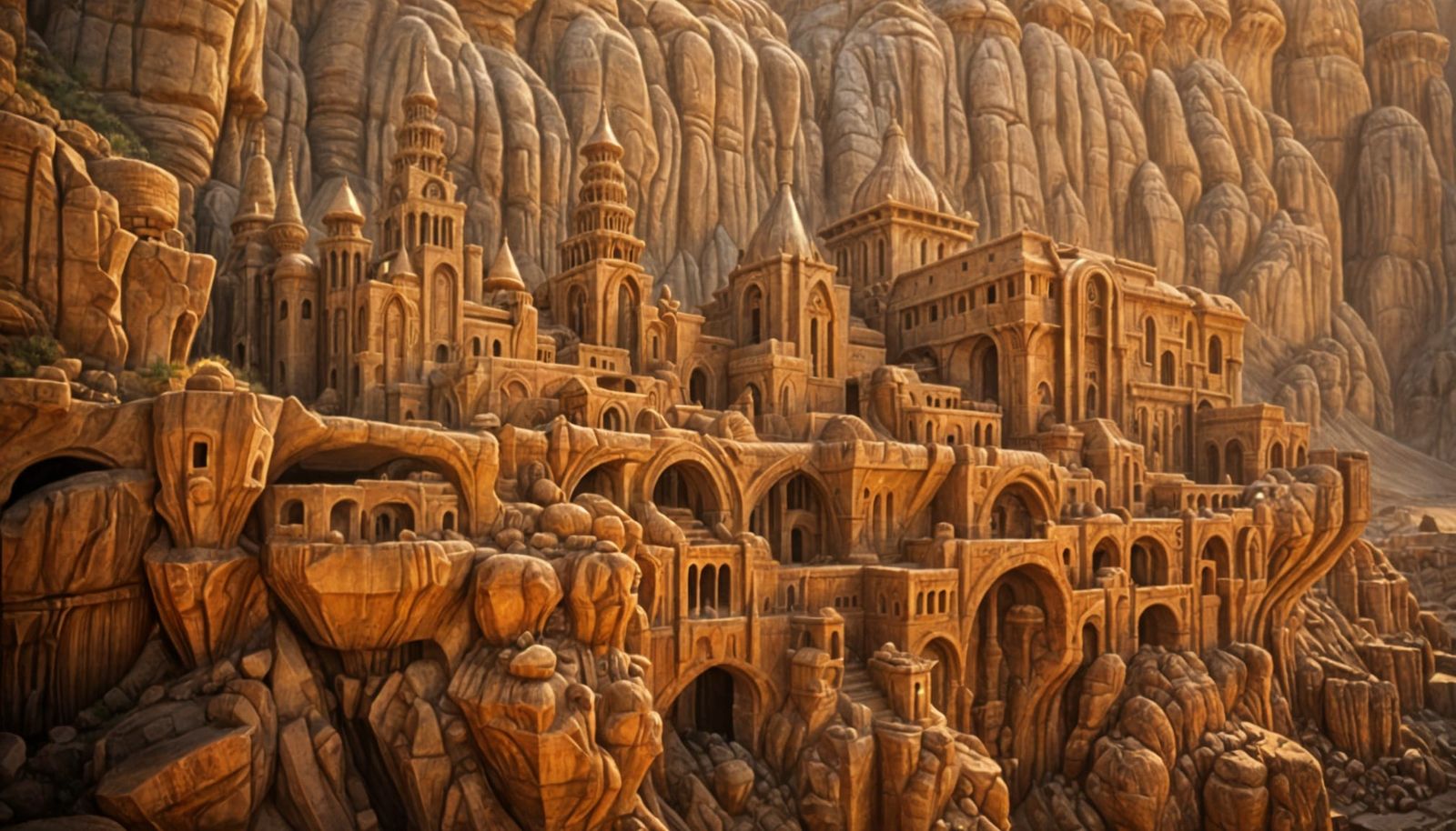 Surreal Gemstone Temple in HR Giger Airbrush Style