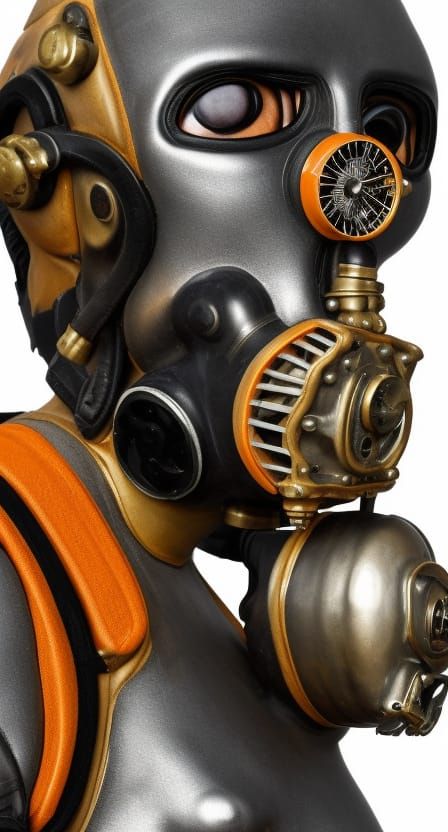 Steampunk Gasmask Woman in Slimy Forest as Oil Painting