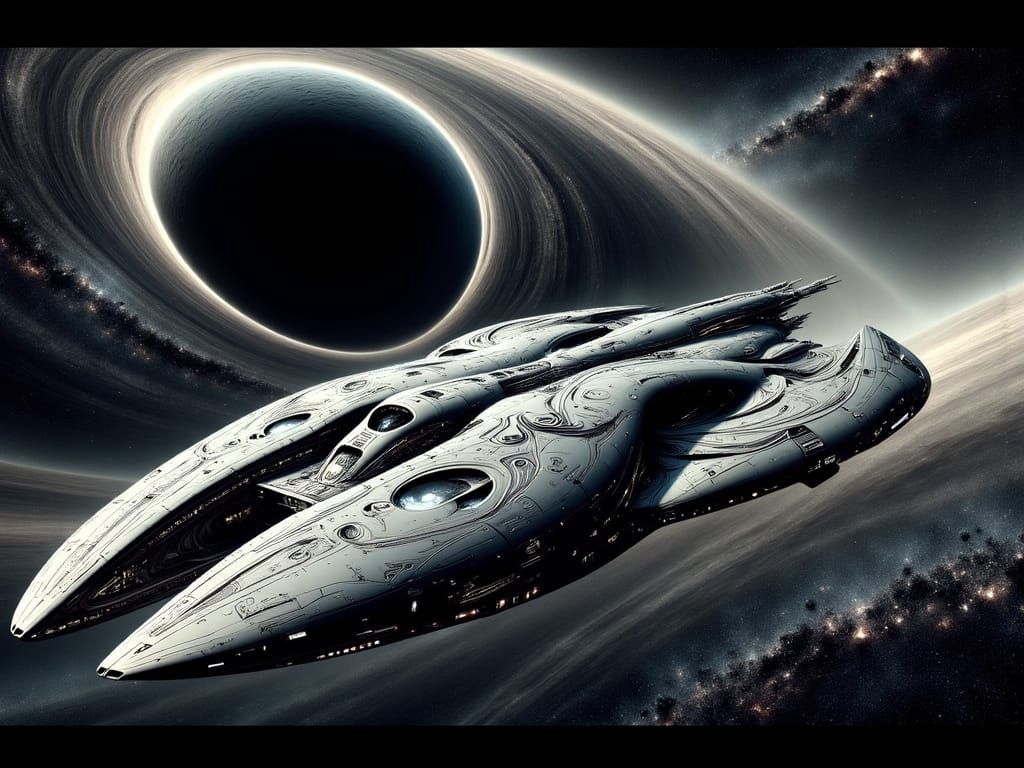 Exploration Starship Orbiting Gas Giant Planet