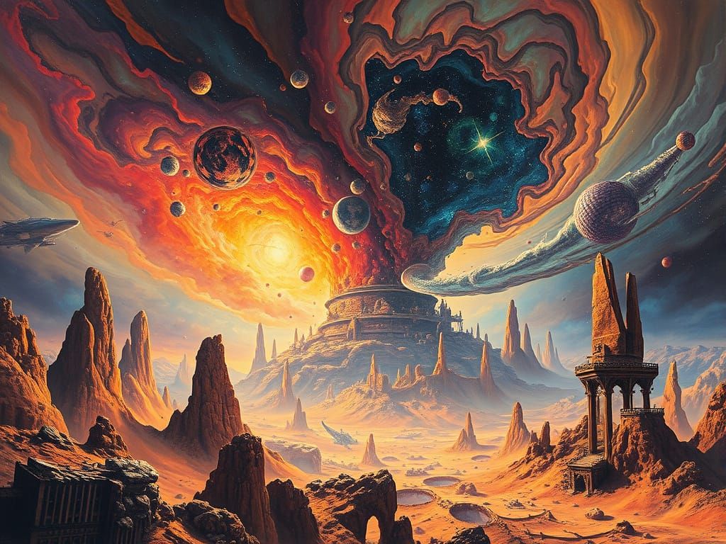 Cosmic Explosion in Dark Sci-Fi Style