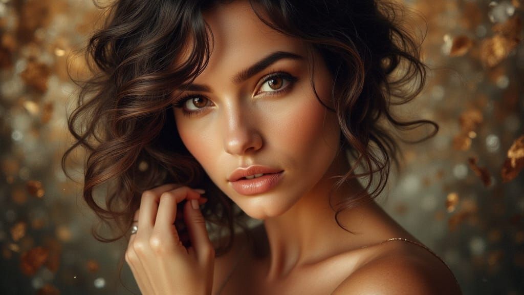 Portrait of Woman in Rembrandt and Mucha Style