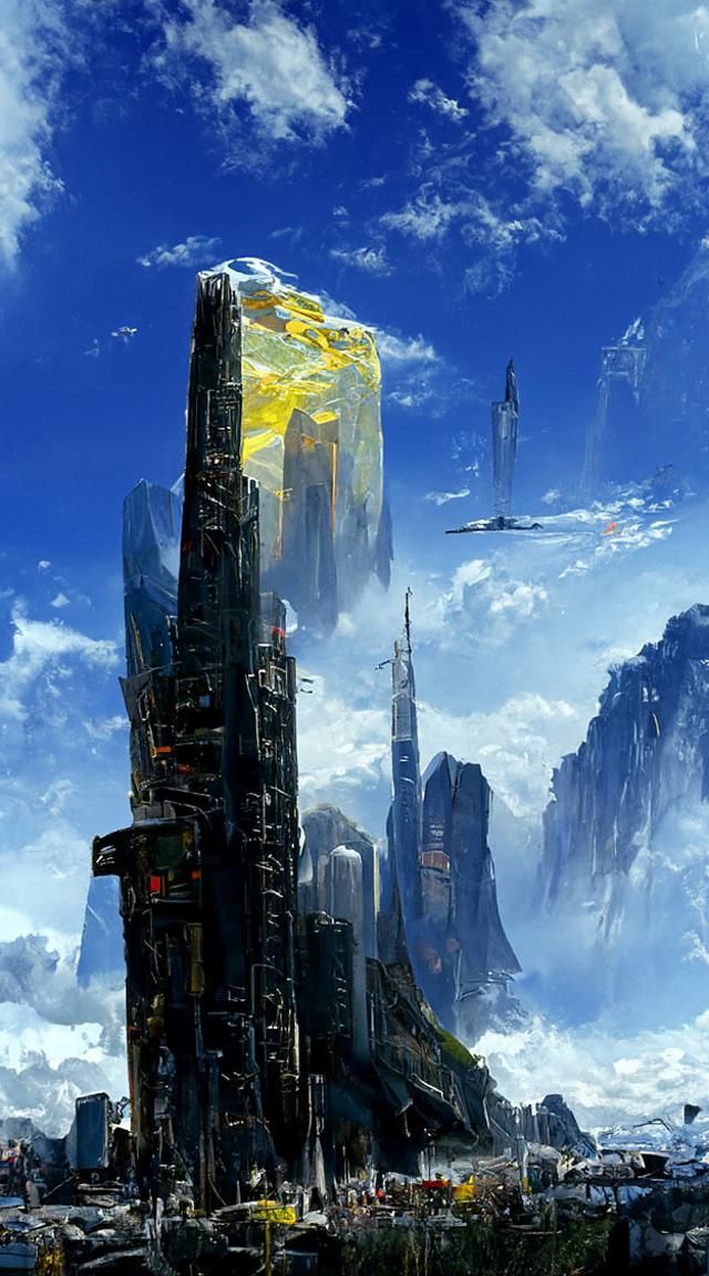 Cyberpunk Ruins in Space: Hyperrealistic Digital Art