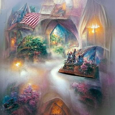 Ethereal Fantasy Scene in Kinkade Style