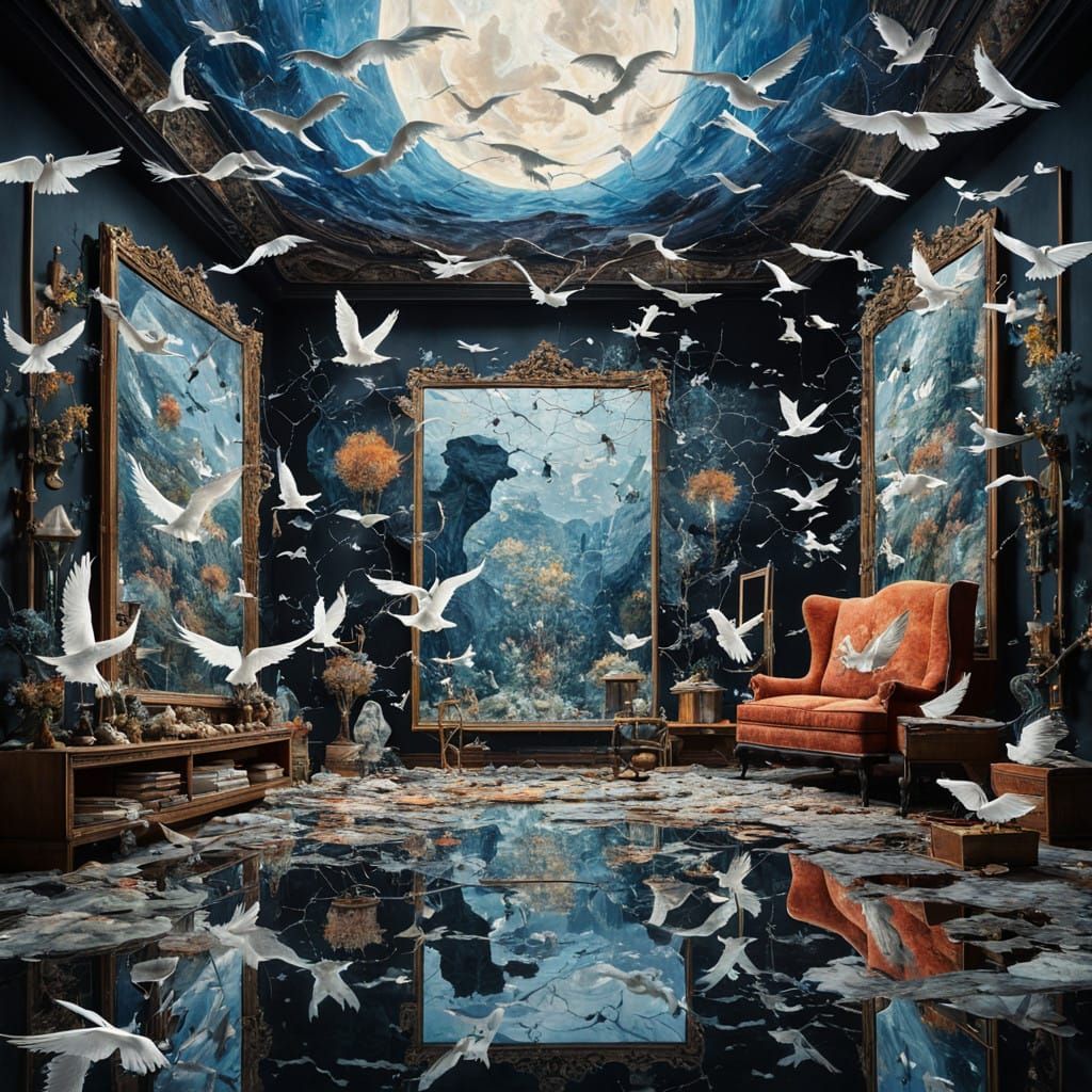 Surreal Dreamscapes Collage in Vibrant Colors and Intricate...