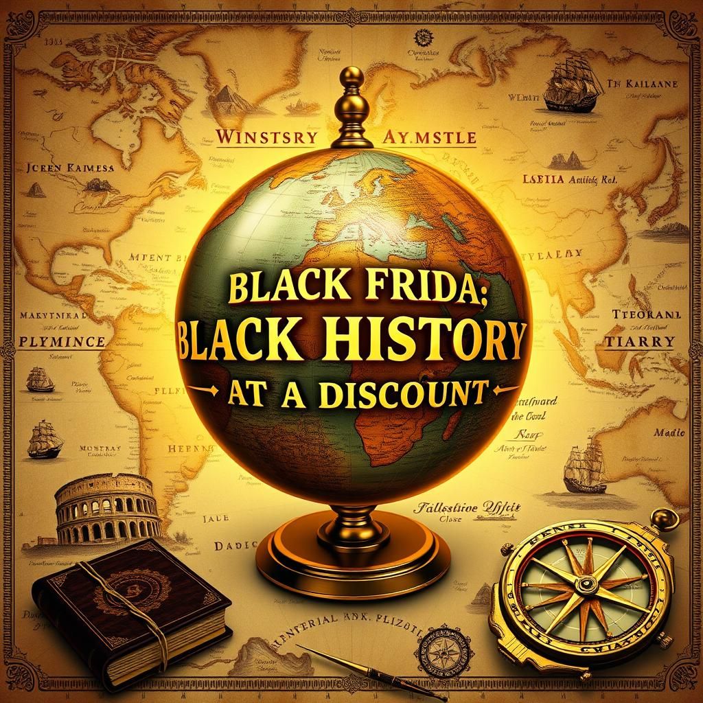 Golden Globe on Antique Map for Black Friday