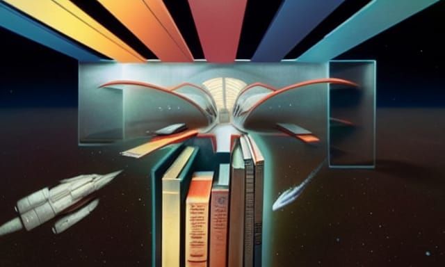 Deep Space Library Orbiter in Dark Sci-Fi Style